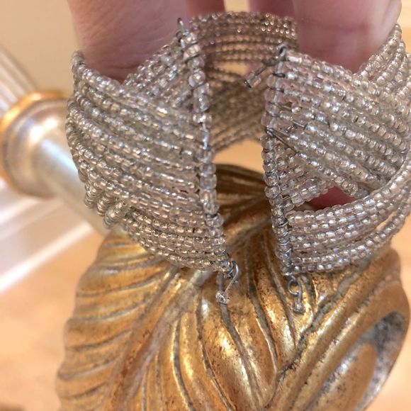 Silver Seed Bead Cuff Bracelet - Picture 8 of 13